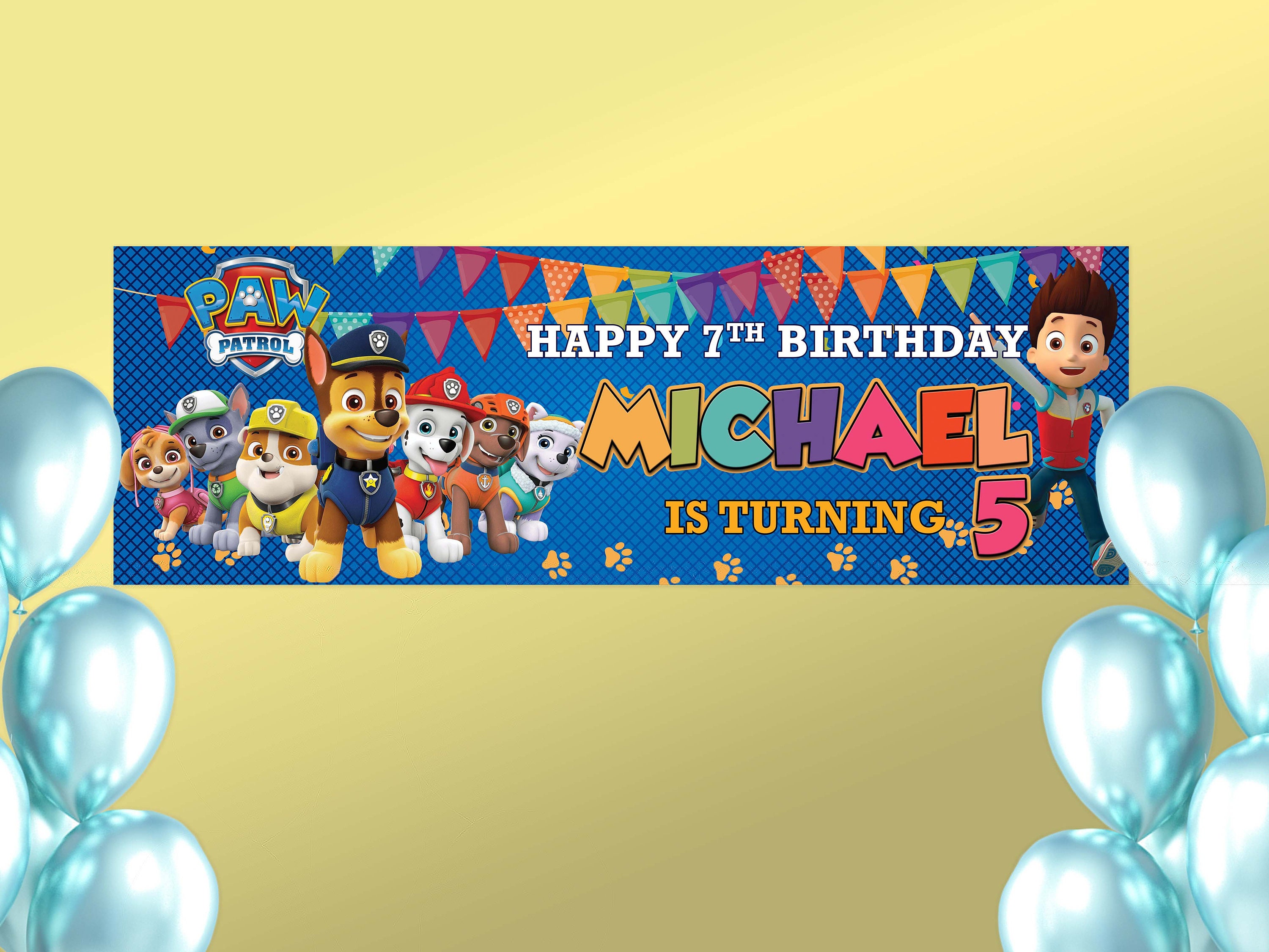 PAW PATROL BIRTHDAY Editable Banner Maximalist Decor | Etsy UK