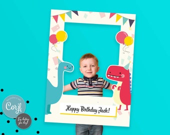 Dinosaur Birthday Selfie Frame: Custom Party Photo Booth Prop