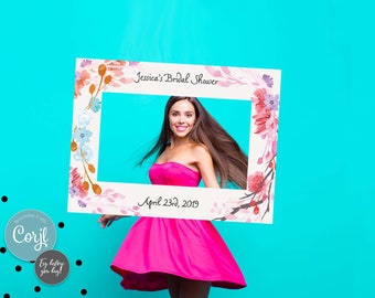 Personalized Floral Photo Booth Frame: Wedding Party Selfie Props
