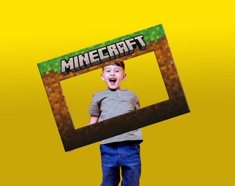 Personalized Minecract Photo Booth Frame: Kids Party Selfie Prop