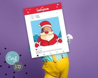 Personalized Santagram Selfie Frame: Christmas Party Photo Booth Prop