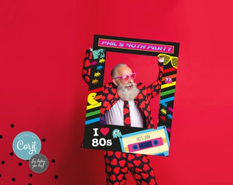 Personalized 80s Theme Photo Booth Frame: Custom Party Selfie Prop