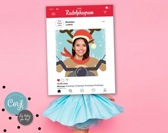 Personalized Christmas Selfie Frame: Trendy Party Photo Booth Prop