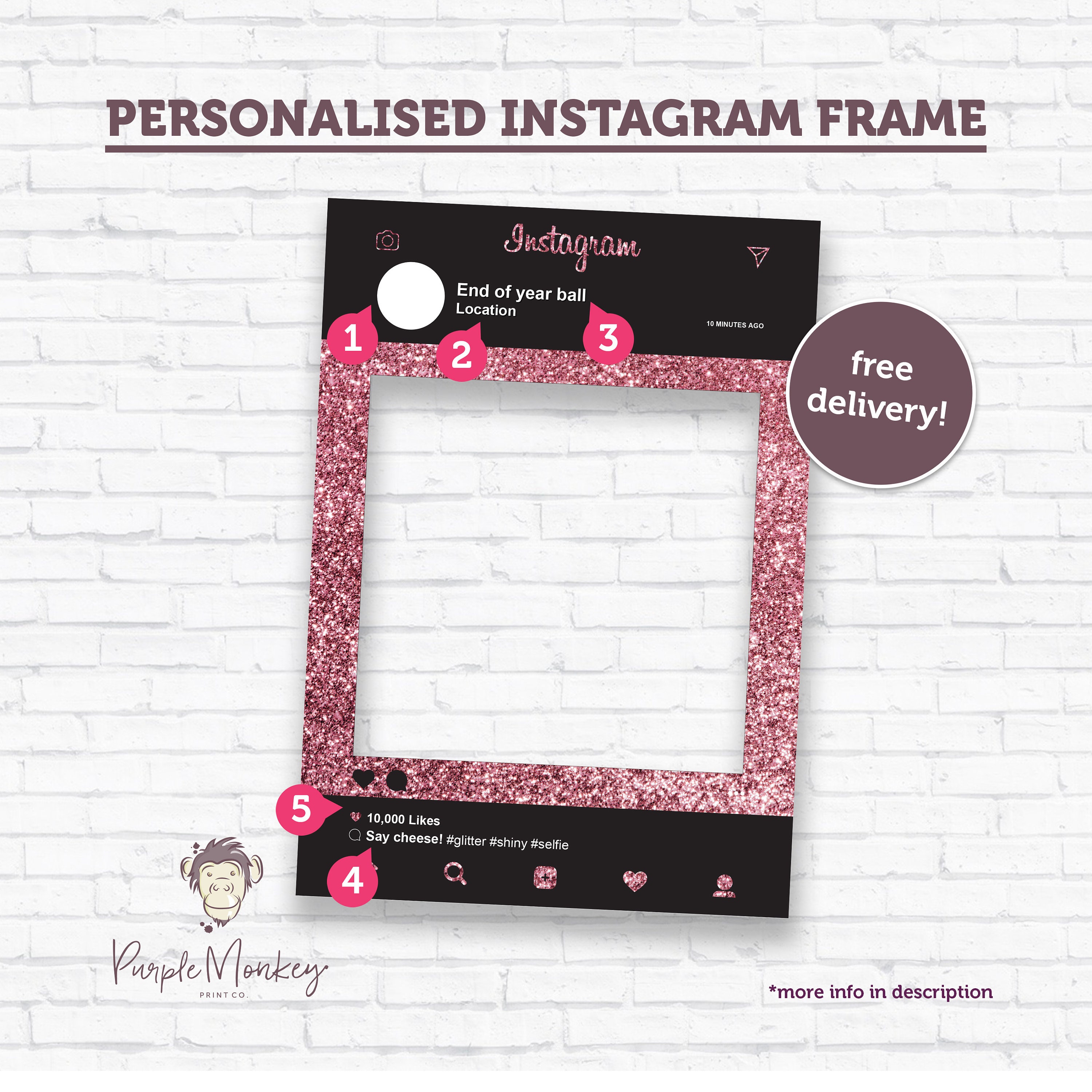 Personalised Selfie Frame Custom Instagram Birthday Wedding Etsy