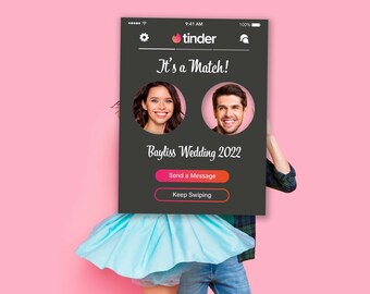 Personalised Tinder Wedding Photo Booth Frame: Custom Selfie Prop