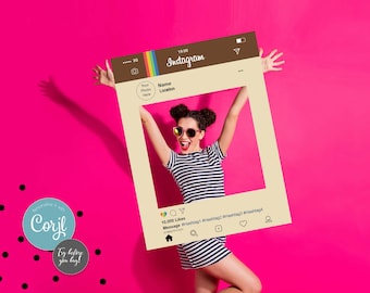 Personalized Instagram Selfie Frame: Wedding, Birthday Party Photo Booth Prop