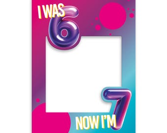 Personalized 6 7 Selfie Frame: Party Photo Booth Prop kids