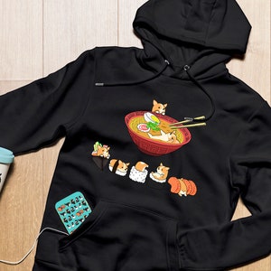 CORGI Hoodie, UNISEX Hoodie. Sushi and Ramen Kawaii Style of Pembroke Welsh Corgi Dog. image 2