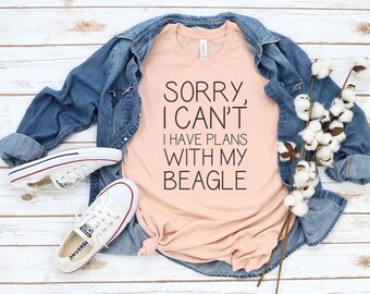 Beagle T-Shirt, UNISEX.  Funny Beagle Dog Bella+Canvas 3001 T-shirt (100% Cotton). "Sorry, I Can't I have Plans With My Bulldog"