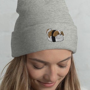 SHIH-TZU BEANIE Hat, Winter Hat, Sushi Kawaii Shi-tzu. Embroidered Hat. Original Art by Bark&Run!
