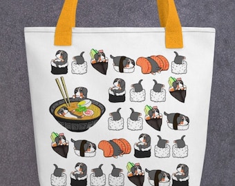 BOLSA TOTE BERNESE: Diseño genial de Chubby Bernese Mountain Dog y Sushi Arte original de Bark&Run