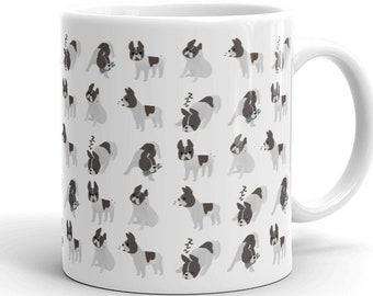 FRENCHIE MUG: Cute French Bulldog on White Glossy Ceramic Mug. Art By Bark&Run!