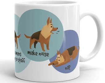 German Shepherd Mug: la lista quotidiana delle cose da fare di German con illustrazioni divertenti, una tazza di produzione di alta qualità, ottima per un regalo!