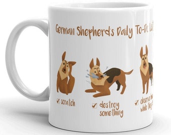 Tazza da pastore tedesco: lista quotidiana di cose da fare di German Shepherd con illustrazioni divertenti