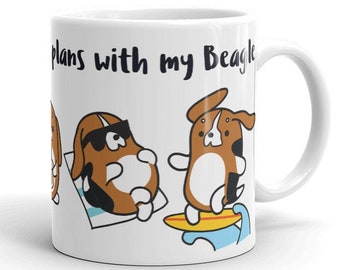 Taza BEAGLE, arte estilo regordete de Beagle Dog, impreso en una taza de café de cerámica premium.