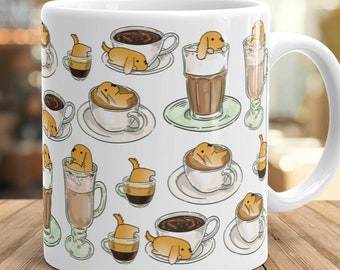 Cocker Spaniel Coffee Mug: Chubby Cocker Spaniel Coffe Pattern Art on White Glossy Ceramic Mug, Kawaii Art By Bark&Run!