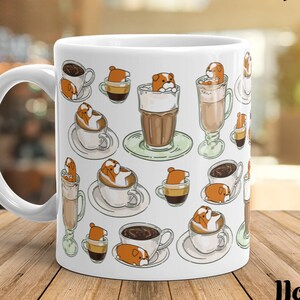 ENGLISH BULLDOG MUG: Chubby English Bulldog Coffee Art on White Glossy Ceramic Mug, Kawaii Art By Bark&Run