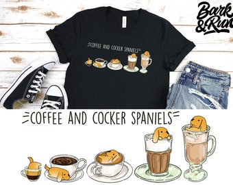 COCKER SPANIEL COFFEE Shirt Unisex. Chubby Style Art of Cocker Spaniel, Kawaii Coffee Art by Bark&Run!