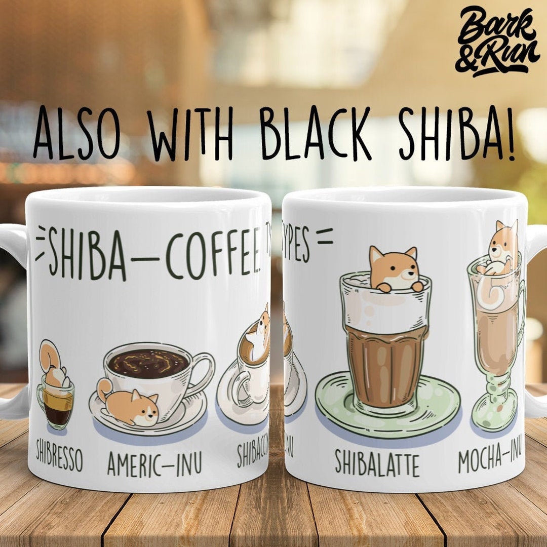 Shiba Inu Mug Chubby Shiba Inu Coffee Art On White Glossy Ceramic Mug