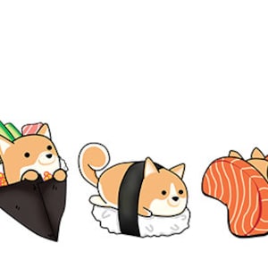 Shiba Inu Mug: Chubby Funny Shiba Inu Sushi Illustrations - Etsy