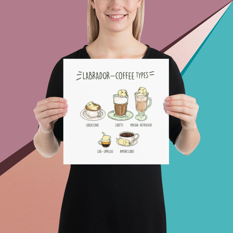 LABRADOR POSTER Chubby Labrador Retriever Coffee Art on Museumquality