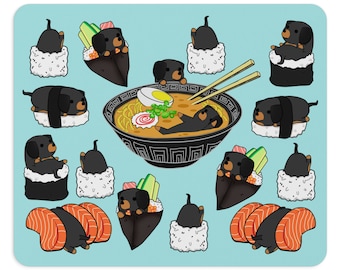 DACHSHUND MOUSE PAD Chubby Dachshund Dog Sushi Original Design by Bark&Run, Dachshund Lovers Gift, Desk Accessory