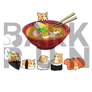 CORGI Hoodie, UNISEX Hoodie. Sushi and Ramen Kawaii Style of Pembroke Welsh Corgi Dog. image 3