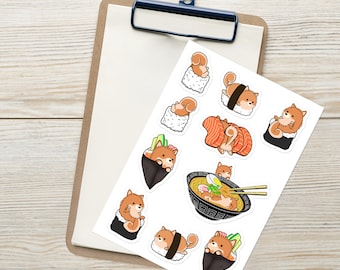 POMERANIAN STICKERS: Pomeranian Sushi Sticker Sheet, 10 Decals, Sticker Pack for Pomeranian Dog Lovers