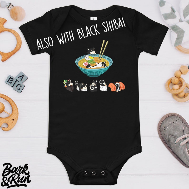Cute Baby Bodysuit With Sushi Shiba Inu Akita Inu Kawaii Art 100/% Cotton SHIBA AKITA ONESIE Bella+Canvas