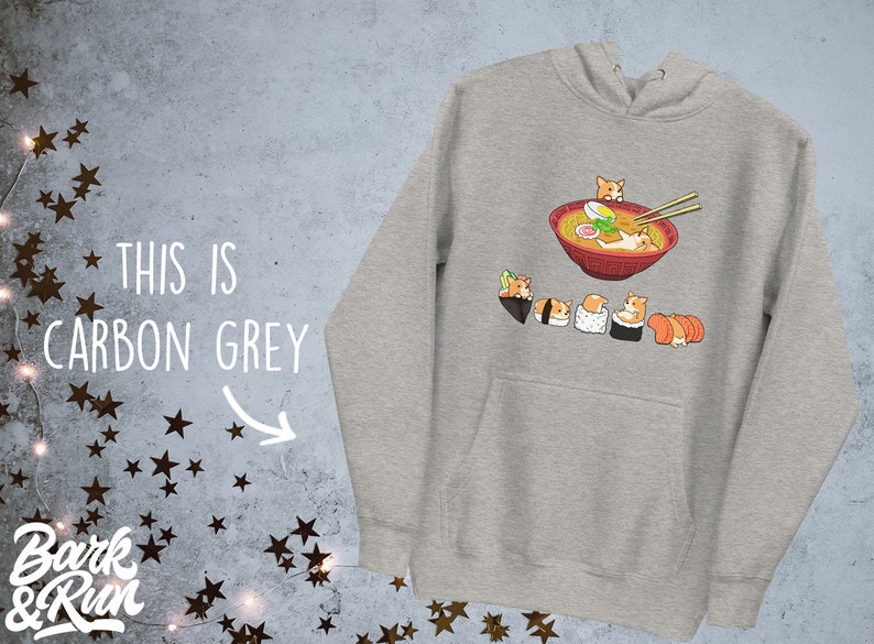 CORGI Hoodie, UNISEX Hoodie. Sushi and Ramen Kawaii Style of Pembroke Welsh Corgi Dog. image 4