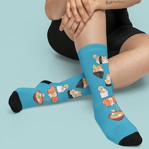 CALZINI SHIBA INU, simpatica stampa sushi Shiba Inu paffuta, divertenti calzini con animali, regalo per amante dei cani maltesi, calzature comode, design unico di Bark&Run!