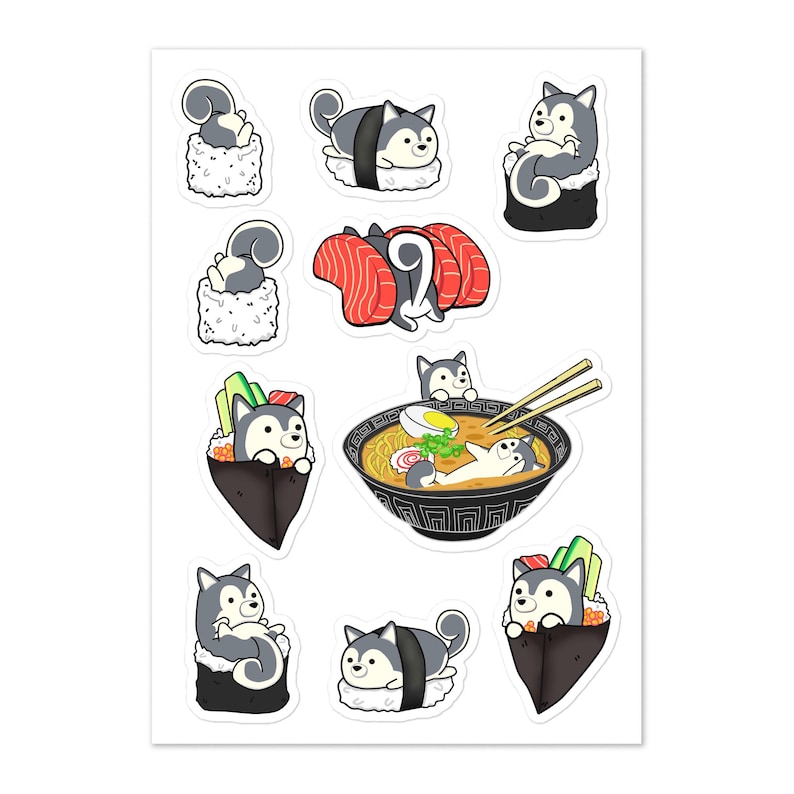 Cute SIBERIAN HUSKY Vinyl Stickers, Dog Breed Sticker Pack, Husky Lover Gift, Water Bottle Decals