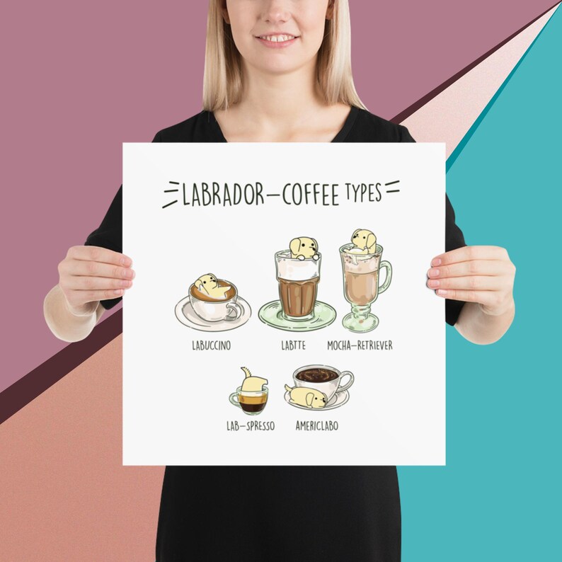 LABRADOR POSTER Chubby Labrador Retriever Coffee Art on Museumquality