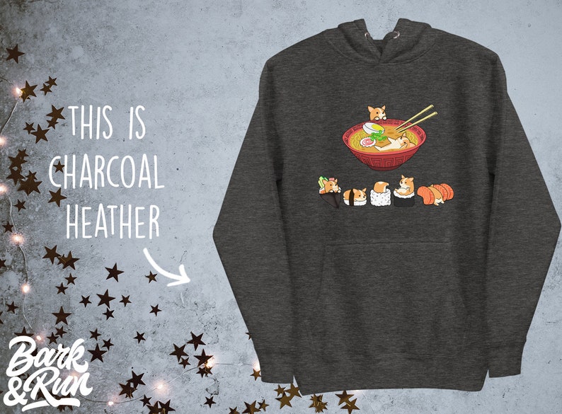 CORGI Hoodie, UNISEX Hoodie. Sushi and Ramen Kawaii Style of Pembroke Welsh Corgi Dog. image 6