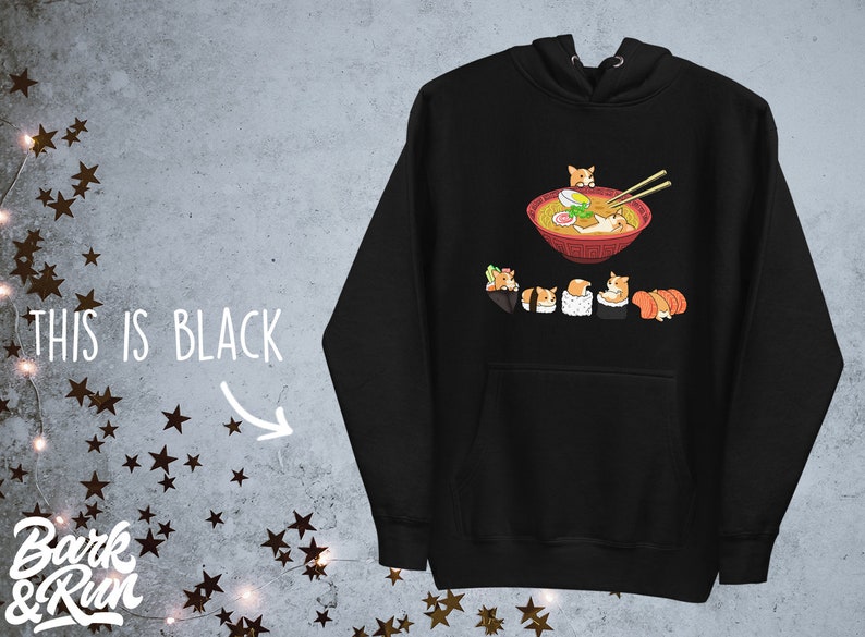 CORGI Hoodie, UNISEX Hoodie. Sushi and Ramen Kawaii Style of Pembroke Welsh Corgi Dog. image 5