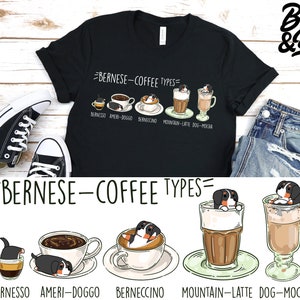 BERNESE MOUNTAIN SHIRT, 100% Cotton, Unisex. Chubby Style Art of Bernese Mountain Dog, Kawaii Coffee Art by Bark&Run!