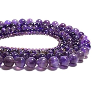 100% Natural Purple Amethysts AAA Grade Semi-precious Stone Beads For Jewelry Making DIY Bracelet Necklace 4mm 6mm 8mm 10mm 12mm Strand 15&#39;&#39;