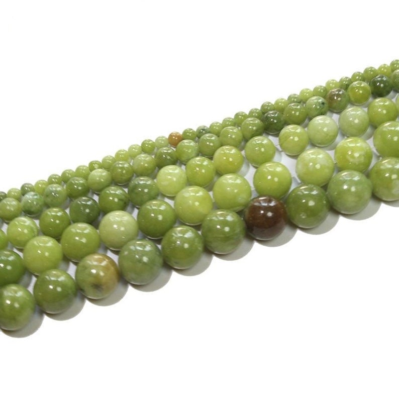Natural Light Green Jade Gemstone Beads – 6/8/10/12mm Round Loose – 15" Strand AAA