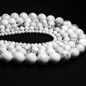 Natural White Howlite Semi-precious Gemstone Marble Style Round Beads For Jewelry Making 4mm 6mm 8mm 10mm 12mm 15'' Strand