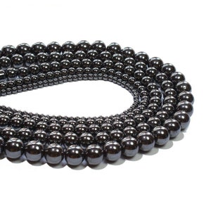 Natural Black Hematite Beads Iron Stone For Jewelry Making Round Shape DIY Handmade 4mm 6mm 8mm 10mm 12mm Strand 15&#39;&#39;