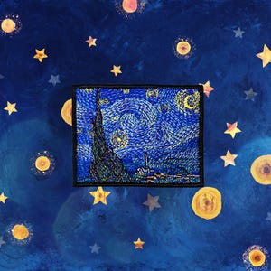 The Starry Night Iron On Patch: Van Gogh Embroidered Art