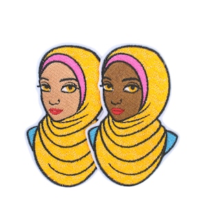 Muslim Woman Embroidered Iron On Hijab Patch