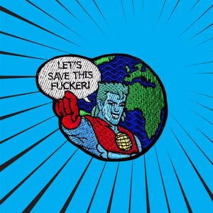 Planet Captain opstrijkbare patch, opstrijkbare patch, cartoon patch, humor patch, geborduurde patch, accessoire, versiering, mode