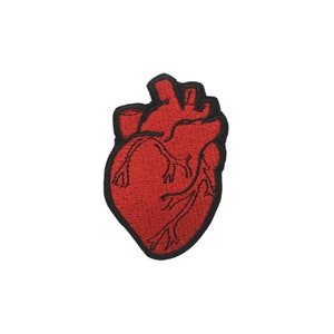 Human Heart Iron On Patch, Heart Patch, Iron On Patch, Patch, Accessory, Embellishment, Embroidered Patch, Trendy, Fashion Statement, Gift