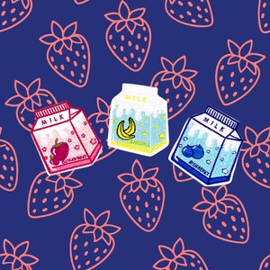 Embroidered Milk Carton Iron On Patch: Fruit Flavors