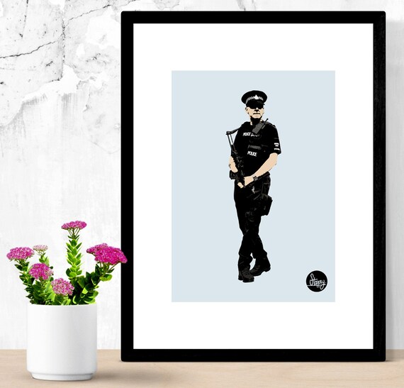 Police Officer Stencil Poster Digital Ilration A4 - Police Wall Decor Police Officer Stencil Poster Digital Ilration A4 - Police Wall Decor