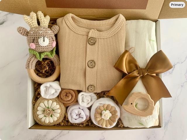 Woodland Bear Theme ~ Adorable Newborn Baby Gift Box Basket ~ Gender ...