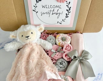 Baby Girl Gift Box: Plush Toy, Bodysuit & Blanket Set