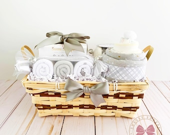 New Baby Gift Set Neutral Baby Gift Basket, Unique Baby Gift Baby