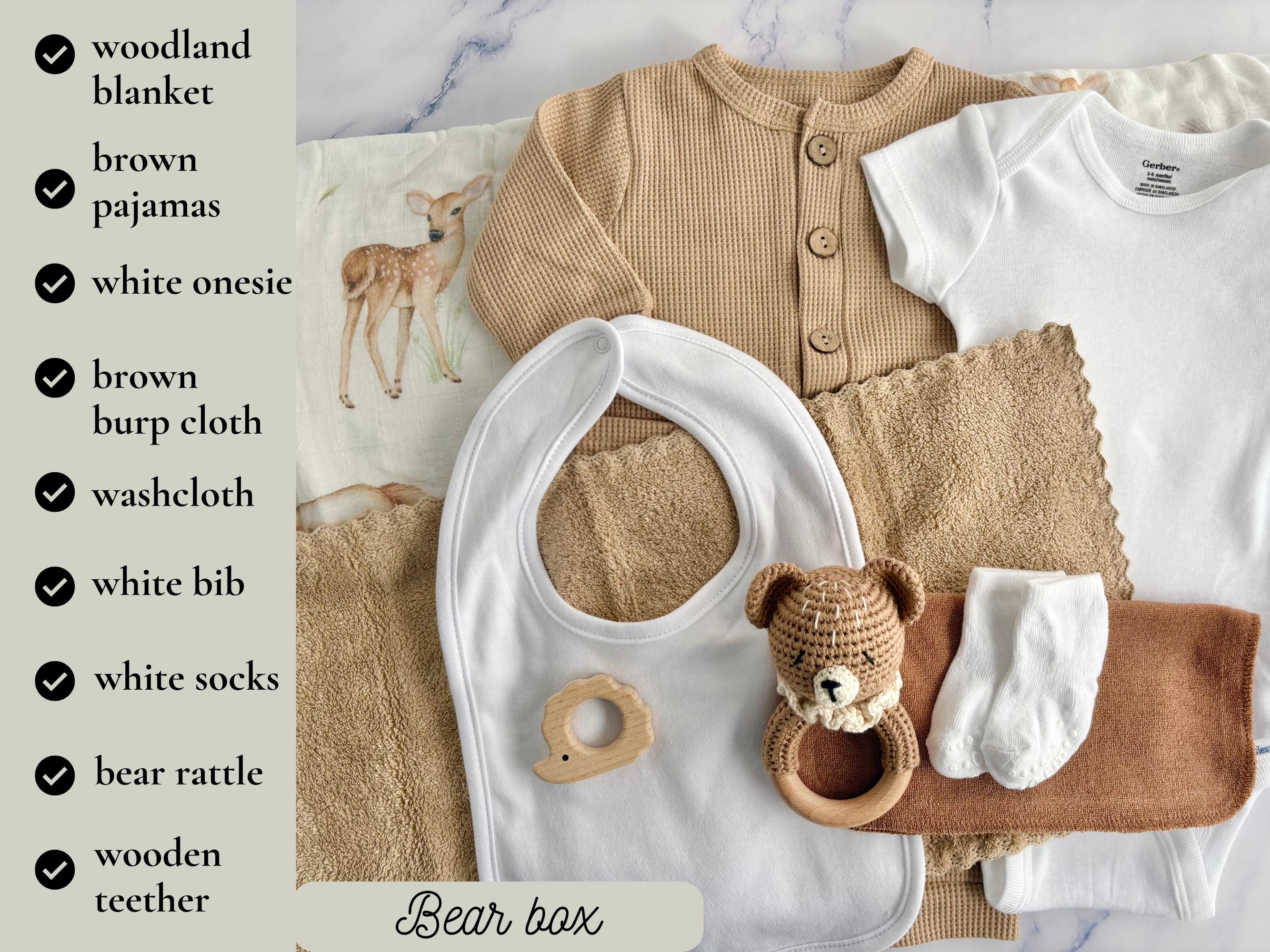 Woodland Bear Theme ~ Adorable Newborn Baby Gift Box Basket ~ Gender ...